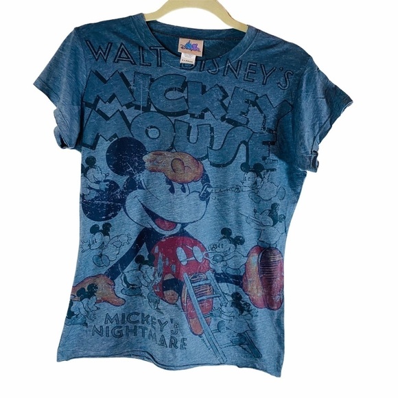 Disney Blue Mickey Mouse Short Sleeve Tee - Picture 1 of 4